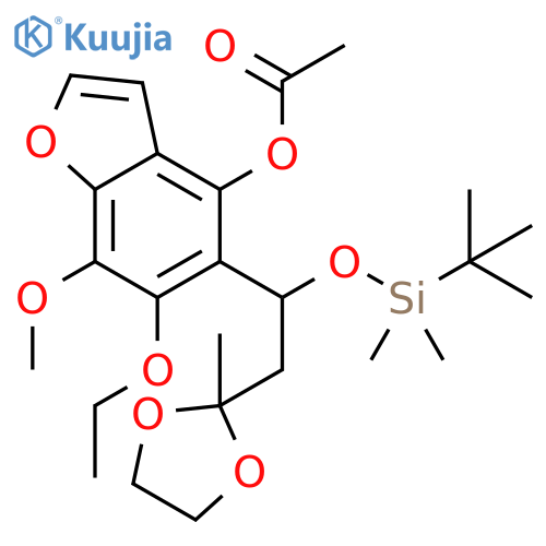 4-Benzofuranol, 5-[1-[[(1,1-dimethylethyl)dimethylsilyl]oxy]-2-(2-methyl-1,3-dioxolan-2-yl)ethyl]-6-ethoxy-7-methoxy-, 4-acetate structure