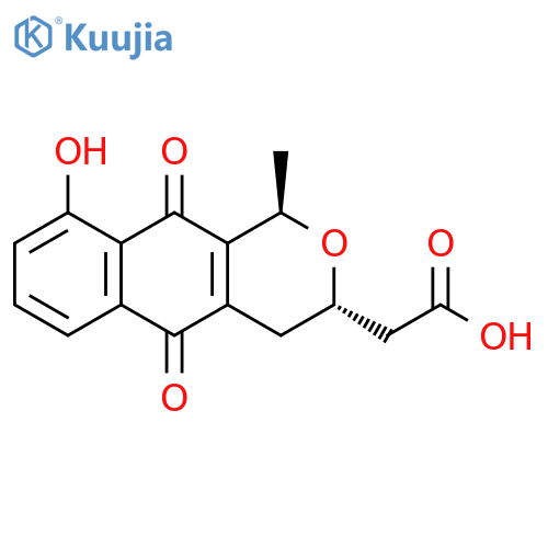 3,4,5,10-Tetrahydro-1β-methyl-9-hydroxy-5,10-dioxo-1H-naphtho[2,3-c]pyran-3α-acetic acid structure