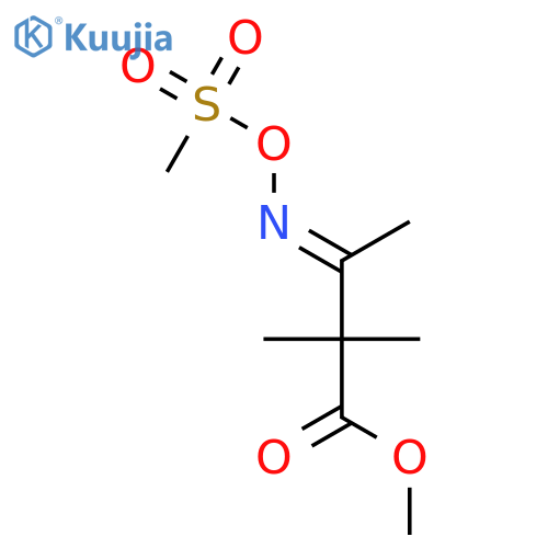 Butanoic acid, 2,2-dimethyl-3-[[(methylsulfonyl)oxy]imino]-, methyl ester structure