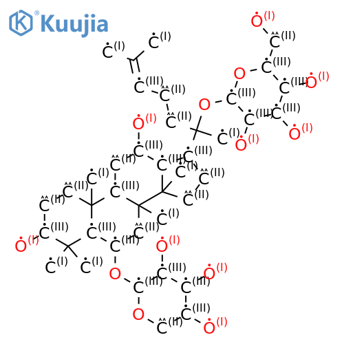 Dammar-24-ene-3,6,12,20-tetrol; (3β,6α,12β,20S)-form, 6-O-β-D-Xylopyranoside, 20-O-β-D-glucopyranoside structure