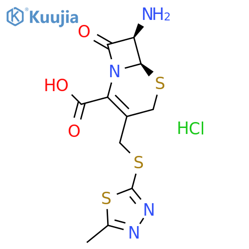 5-Thia-1-azabicyclo[4.2.0]oct-2-ene-2-carboxylicacid, 7-amino-3-[[(5-methyl-1,3,4-thiadiazol-2-yl)thio]methyl]-8-oxo-,hydrochloride (1:1), (6R,7R)- structure