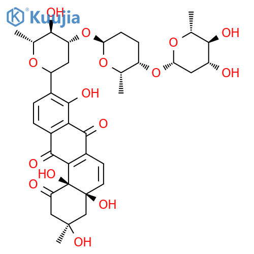 Benz[a]anthracene-1,7,12(2H)-trione,9-[2,6-dideoxy-3-O-[(2S,5S,6S)-5-[(2,6-dideoxy-b-D-arabino-hexopyranosyl)oxy]tetrahydro-6-methyl-2H-pyran-2-yl]-b-D-arabino-hexopyranosyl]-3,4,4a,12b-tetrahydro-3,4a,8,12b-tetrahydroxy-3-methyl-,(3R,4aR,12bS)- structure