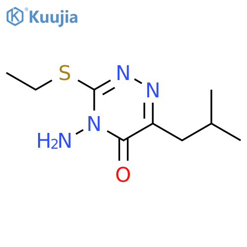 1,2,4-Triazin-5(4H)-one, 4-amino-3-(ethylthio)-6-(2-methylpropyl)- structure