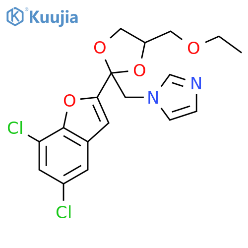 1-{[(2R,4R)-2-(5,7-dichloro-1-benzofuran-2-yl)-4-(ethoxymethyl)-1,3-dioxolan-2-yl]methyl}-1H-imidazole structure