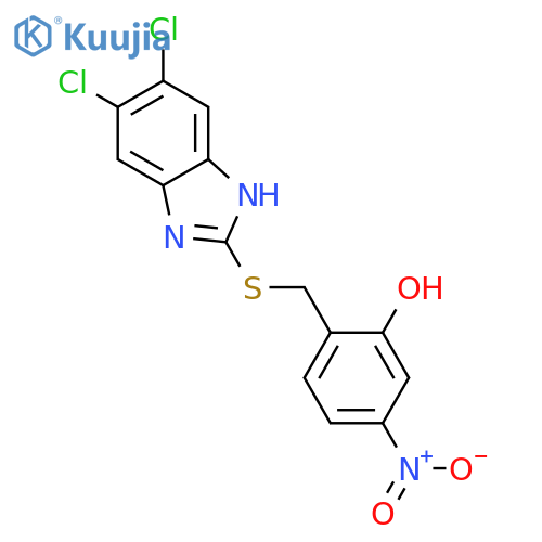 Phenol, 2-[[(5,6-dichloro-1H-benzimidazol-2-yl)thio]methyl]-5-nitro- structure