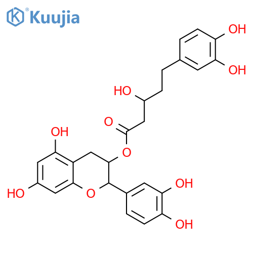 (2R,3S)-2-(3,4-dihydroxyphenyl)-5,7-dihydroxy-3,4-dihydro-2H-chromen-3-yl (3S)-5-(3,4-dihydroxyphenyl)-3-hydroxypentanoate structure