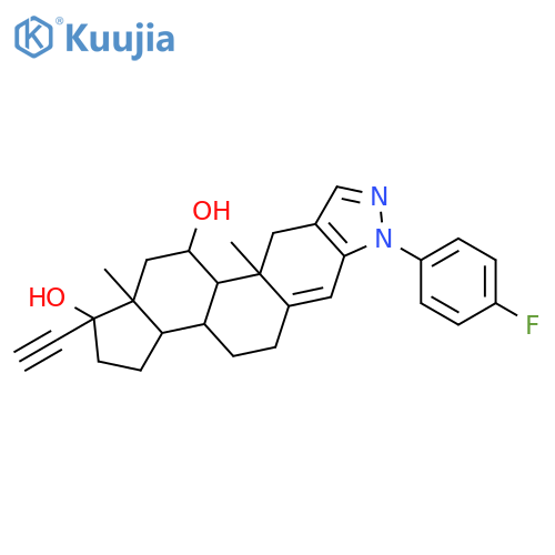 (1R,3aS,3bS,10aR,10bS,11S,12aS)-1-ethynyl-7-(4-fluorophenyl)-10a,12a-dimethyl-1,2,3,3a,3b,4,5,7,10,10a,10b,11,12,12a-tetradecahydrocyclopenta[5,6]naphtho[1,2-f]indazole-1,11-diol structure