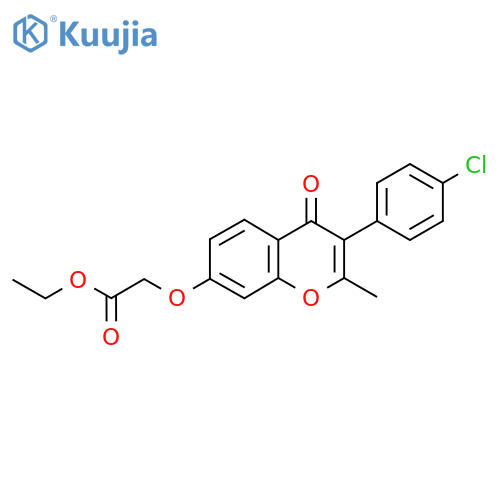 ethyl 2-{3-(4-chlorophenyl)-2-methyl-4-oxo-4H-chromen-7-yloxy}acetate structure