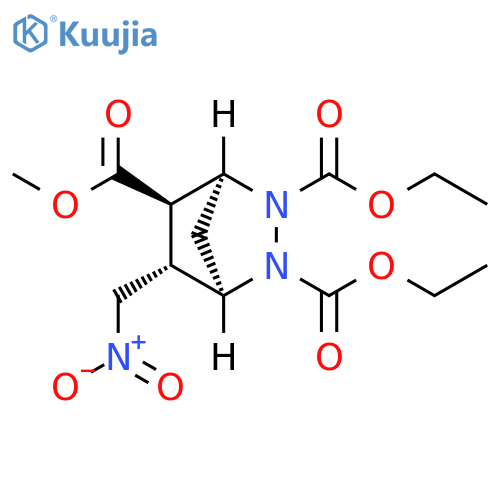 2,3-Diazabicyclo[2.2.1]heptane-2,3,5-tricarboxylic acid, 6-(nitromethyl)-, 2,3-diethyl 5-methyl ester, (1R,4S,5R,6S)-rel- structure