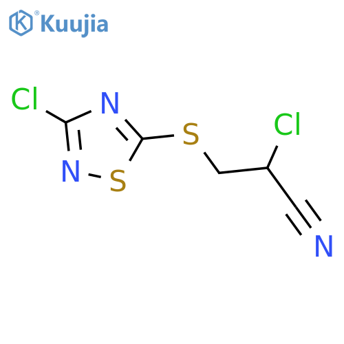 2-chloro-3-(3-chloro-1,2,4-thiadiazol-5-yl)sulfanylpropanenitrile structure