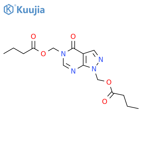 [1-(Butanoyloxymethyl)-4-oxopyrazolo[3,4-d]pyrimidin-5-yl]methyl butanoate structure