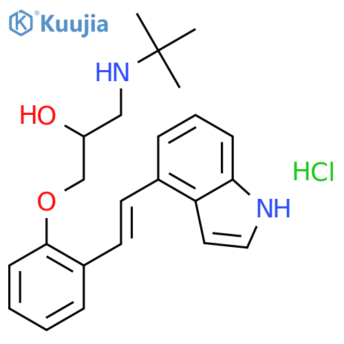 1-(tert-butylamino)-3-{2-[(E)-2-(1H-indol-4-yl)ethenyl]phenoxy}propan-2-ol hydrochloride structure