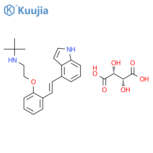 N-(2-{2-[(E)-2-(1H-indol-4-yl)ethenyl]phenoxy}ethyl)-2-methylpropan-2-amine 2,3-dihydroxybutanedioate (salt) structure