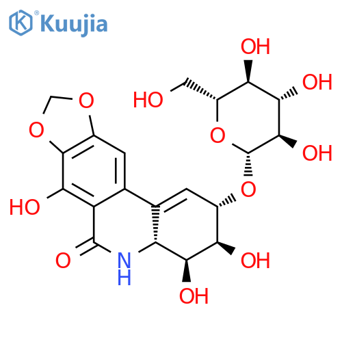 (2S,3S,4S,4aR)-3,4,7-trihydroxy-6-oxo-2,3,4,4a,5,6-hexahydro[1,3]dioxolo[4,5-j]phenanthridin-2-yl beta-D-glucopyranoside structure