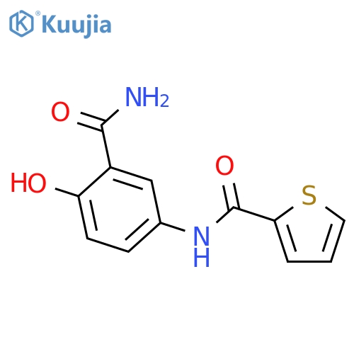2-Thiophenecarboxamide, N-[3-(aminocarbonyl)-4-hydroxyphenyl]- structure
