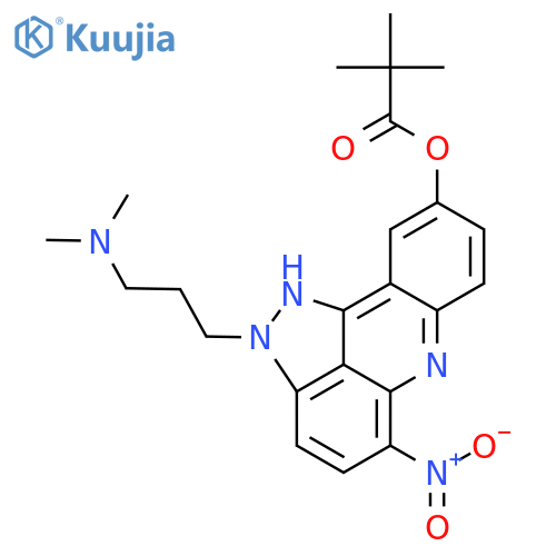 2-[3-(dimethylamino)propyl]-5-nitro-1,2-dihydropyrazolo[3,4,5-kl]acridin-9-yl 2,2-dimethylpropanoate structure