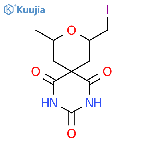 8-(iodomethyl)-10-methyl-9-oxa-2,4-diazaspiro[5.5]undecane-1,3,5-trione structure