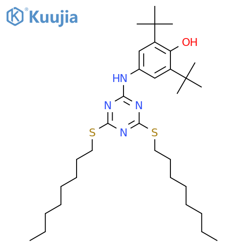 4-{4,6-Bis(octylsulfanyl)-1,3,5-triazin-2-ylamino-2,6-di-tert-butylphenol structure