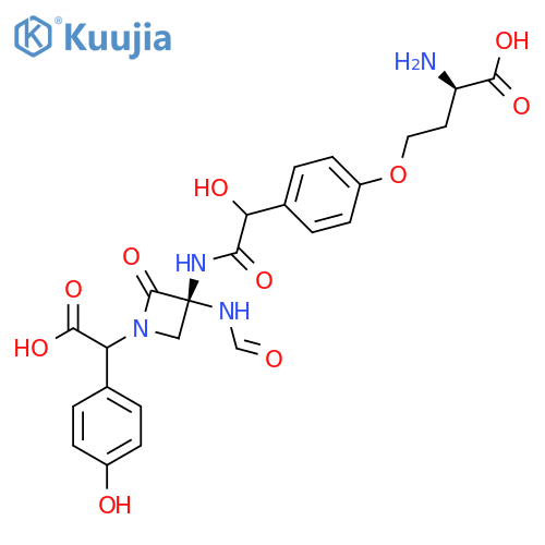 (αR,3S)-3-[[(R)-[4-[(R)-3-Amino-3-carboxypropoxy]phenyl]hydroxyacetyl]amino]-3-(formylamino)-α-(4-hydroxyphenyl)-2-oxo-1-azetidineacetic acid structure