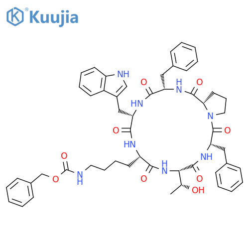 Cyclo[N6-[(phenylmethoxy)carbonyl]-L-lysyl-L-threonyl-L-phenylalanyl-L-prolyl-L-phenylalanyl-L-tryptophyl] structure