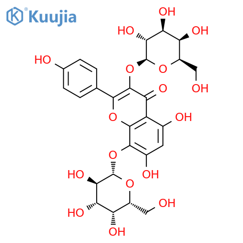 5,7-dihydroxy-2-(4-hydroxyphenyl)-3,8-bis[[(2S,3R,4S,5S,6R)-3,4,5-trihydroxy-6-(hydroxymethyl)oxan-2-yl]oxy]chromen-4-one structure