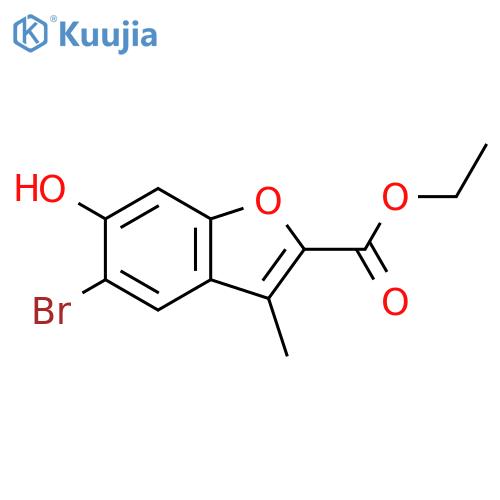 2-Benzofurancarboxylic acid, 5-bromo-6-hydroxy-3-methyl-, ethyl ester structure