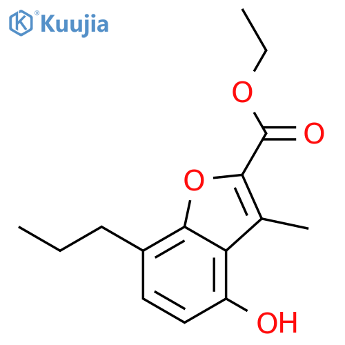 2-Benzofurancarboxylic acid, 4-hydroxy-3-methyl-7-propyl-, ethyl ester structure