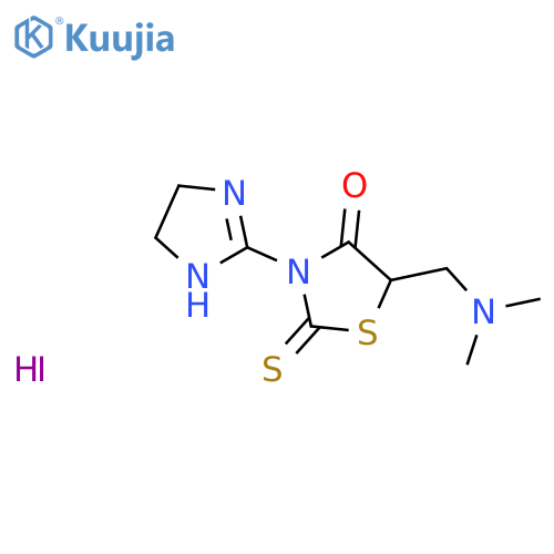 3-(4,5-dihydro-1H-imidazol-2-yl)-5-[(dimethylamino)methyl]-2-thioxo-1,3-thiazolidin-4-one hydroiodide structure