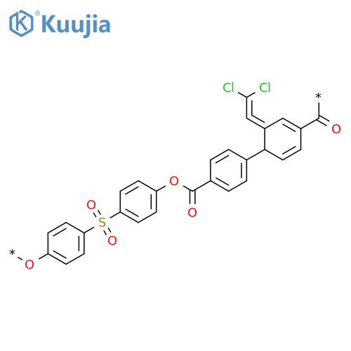 Poly[oxy-1,4-phenylenesulfonyl-1,4-phenyleneoxycarbonyl-1,4-phenylene(dichloroethenylidene)-1,4-phenylenecarbonyl] structure