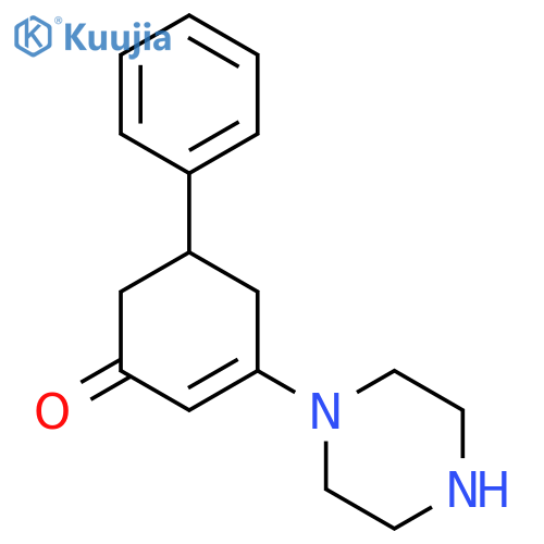 2-Cyclohexen-1-one, 5-phenyl-3-(1-piperazinyl)- structure