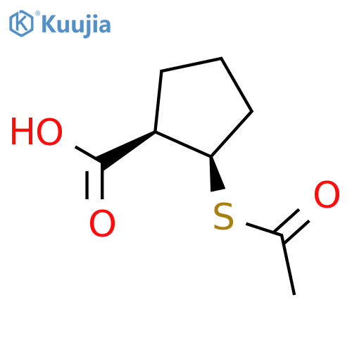 Cyclopentanecarboxylic acid, 2-(acetylthio)-, (1R,2R)-rel- structure