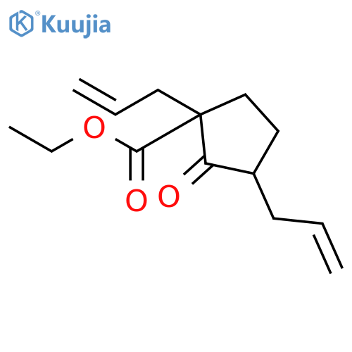 Cyclopentanecarboxylic acid, 2-oxo-1,3-di-2-propenyl-, ethyl ester structure