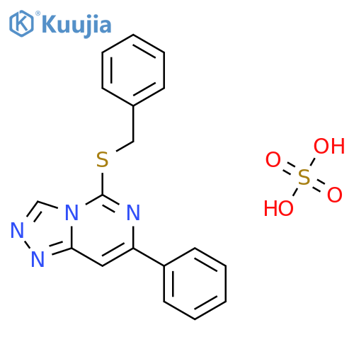 1,2,4-Triazolo[4,3-c]pyrimidine, 7-phenyl-5-[(phenylmethyl)thio]-, sulfate(1:1) structure
