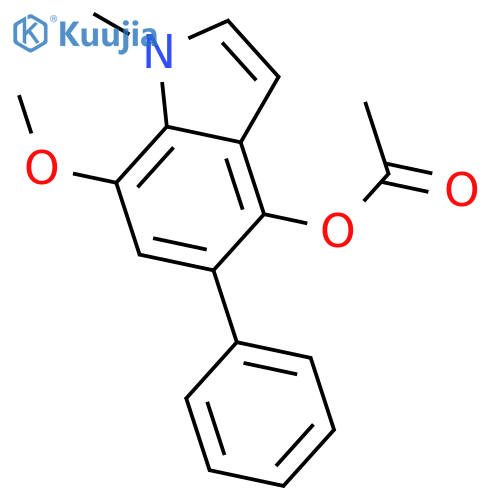 7-methoxy-1-methyl-5-phenyl-1H-indol-4-yl acetate structure
