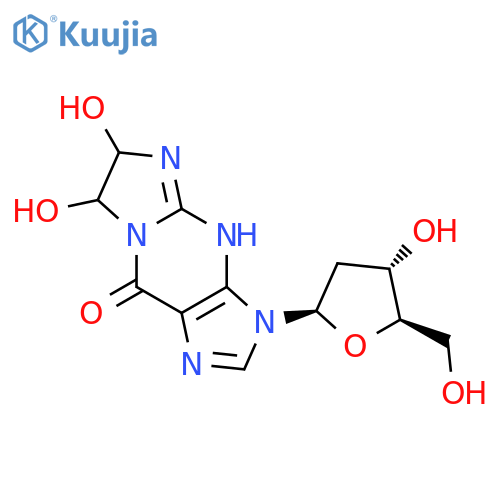 3-(2-deoxy-beta-D-erythro-pentofuranosyl)-6,7-dihydroxy-3,4,6,7-tetrahydro-9H-imidazo[1,2-a]purin-9-one structure