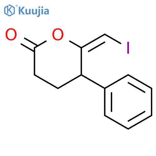 2H-Pyran-2-one, tetrahydro-6-(iodomethylene)-5-phenyl-, (E)- structure