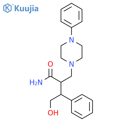 4-hydroxy-3-phenyl-2-[(4-phenylpiperazin-1-yl)methyl]butanamide structure