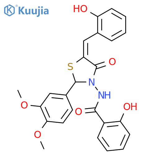N-{(5Z)-2-(3,4-dimethoxyphenyl)-5-[(2-hydroxyphenyl)methylidene]-4-oxo-1,3-thiazolidin-3-yl}-2-hydroxybenzamide structure