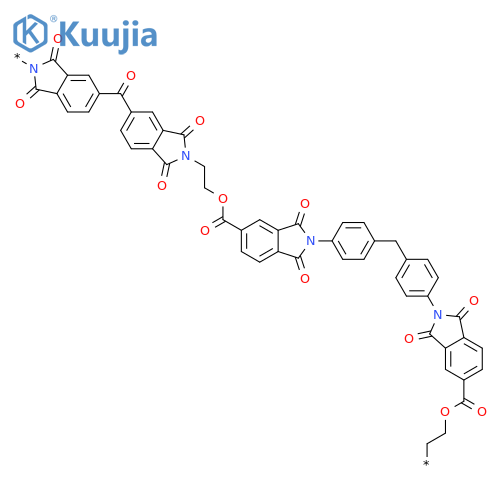 Poly[(1,3-dihydro-1,3-dioxo-2H-isoindole-2,5-diyl)carbonyl(1,3-dihydro-1,3-dioxo-2H-isoindole-5,2-diyl)-1,2-ethanediyloxycarbonyl(1,3-dihydro-1,3-dioxo-2H-isoindole-5,2-diyl)-1,4-phenylenemethylene-1,4-phenylene(1,3-dihydro-1,3-dioxo-2H-isoindole-2,5-diyl)carbonyloxy-1,2-ethanediyl] structure