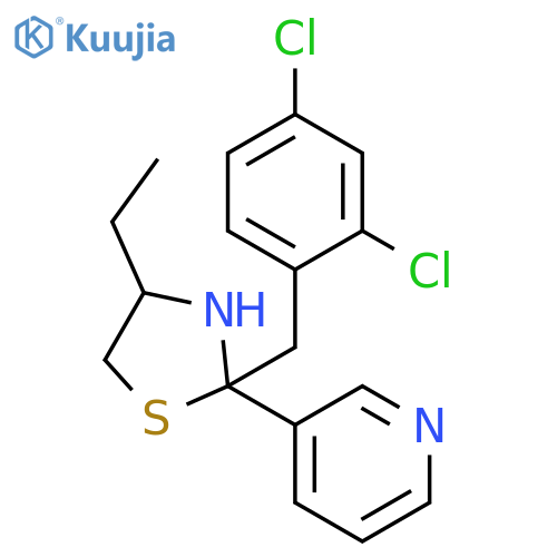 Pyridine, 3-[2-[(2,4-dichlorophenyl)methyl]-4-ethyl-2-thiazolidinyl]- structure