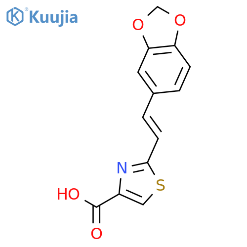 2-[(E)-2-(1,3-benzodioxol-5-yl)ethenyl]-1,3-thiazole-4-carboxylic acid structure