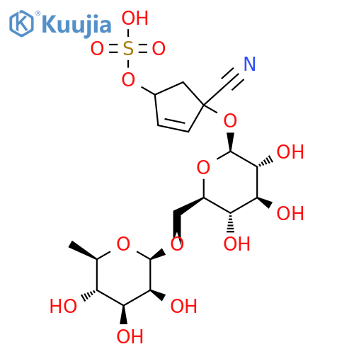 4-cyano-4-{[6-O-(6-deoxy-beta-D-mannopyranosyl)-beta-D-glucopyranosyl]oxy}cyclopent-2-en-1-yl hydrogen sulfate structure