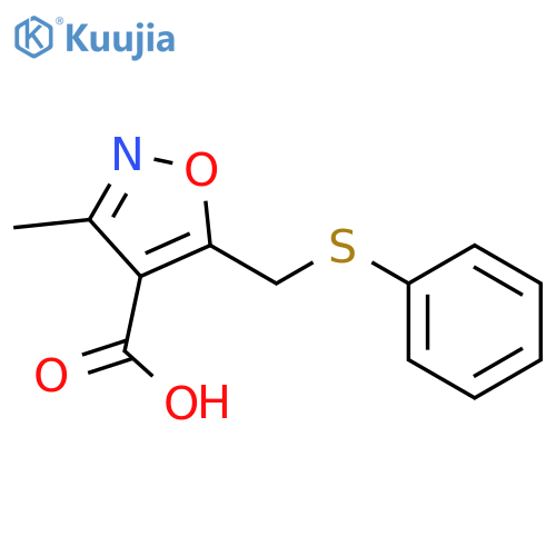 4-Isoxazolecarboxylic acid, 3-methyl-5-[(phenylthio)methyl]- structure