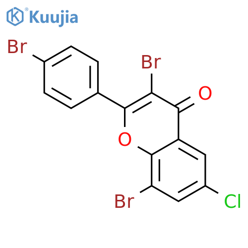 4H-1-Benzopyran-4-one, 3,8-dibromo-2-(4-bromophenyl)-6-chloro- structure