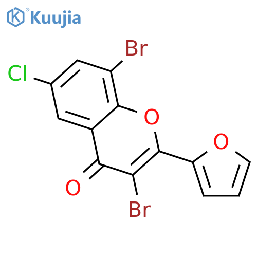 4H-1-Benzopyran-4-one, 3,8-dibromo-6-chloro-2-(2-furanyl)- structure