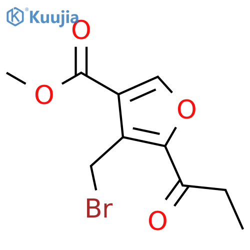 3-Furancarboxylic acid, 4-(bromomethyl)-5-(1-oxopropyl)-, methyl ester structure