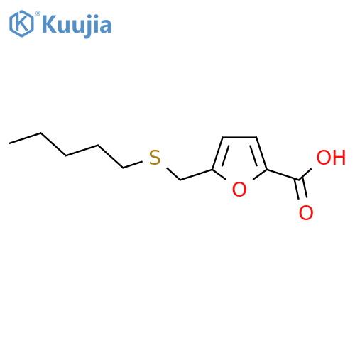 5-(pentylsulfanyl)methylfuran-2-carboxylic acid structure