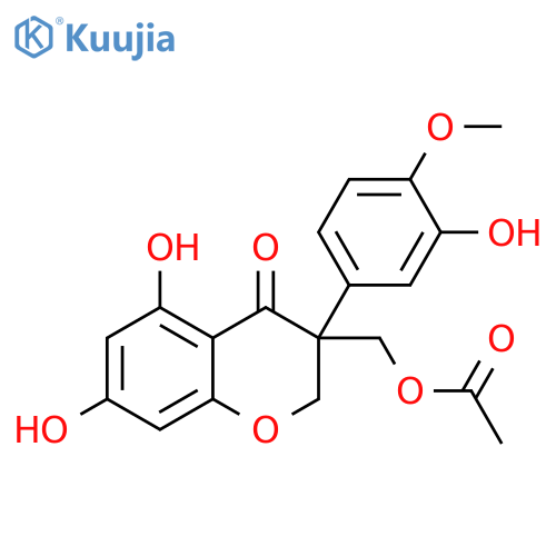 4H-1-Benzopyran-4-one, 3-[(acetyloxy)methyl]-2,3-dihydro-5,7-dihydroxy-3-(3-hydroxy-4-methoxyphenyl)- (9CI) structure
