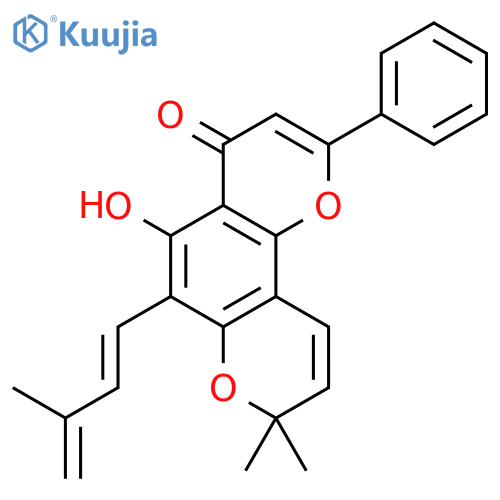 5-Hydroxy-8,8-dimethyl-2-phenyl-6-[(1E)-3-methyl-1,3-butanedienyl]-4H,8H-benzo[1,2-b:3,4-b']dipyran-4-one structure
