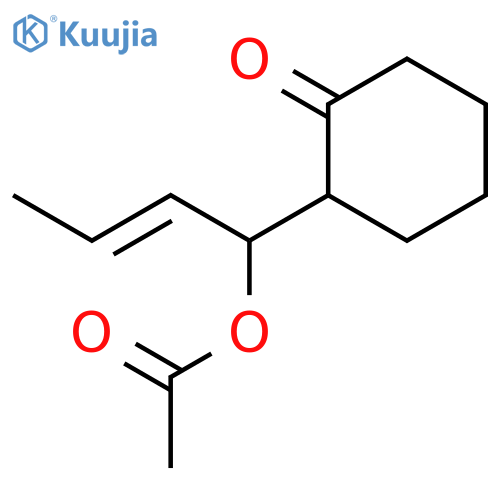 Cyclohexanone, 2-[1-(acetyloxy)-2-butenyl]- structure